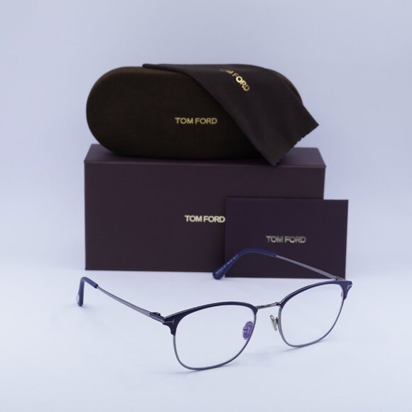 Tom Ford FT5750-B 091 Square Eyeglasses 54mm - Blue/Ruthenium/Blue Light Block - Picture 6 of 9